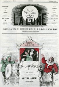 Já viu a lua? No teatro da lua em Paris. Cartoon by Gill, em "La Lune", 13 de Janeiro de Andre Gill