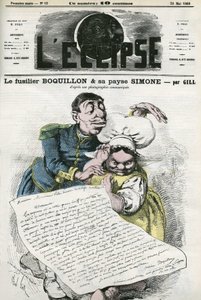 Ilustração do "Fusilier Boquillon e sua camponesa Simone". Capa em "L