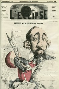 Jules Claretie (1840-1913), romancista, dramaturgo e crítico francês. Capa em "L