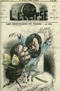 Les irreguliers du Figaro, entrou no diário de Charles Monselet (1825-1888) e Jules Valles (1832-1885). Capa em "L