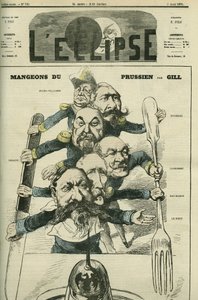 Vamos comer prussiano com os generais Le Boeuf (1806-1893), Mac-Mahon (1808-1893), Francois Achille Bazaine (Francois-Achille de Andre Gill