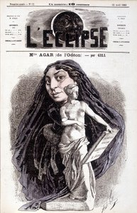 Mademoiselle Agar (do Odéon) Atriz da Academia Francesa. Desenho de Gill in the Eclipse de Andre Gill