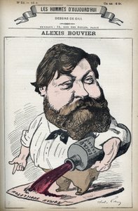 Retrato de Alexis Bouvier (1836-1892), romancista e dramaturgo popular francês. Desenho animado de Gill, Paris. de Andre Gill