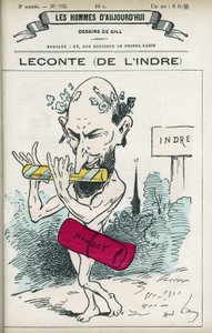 Retrato de Alfred Leconte (1824-1898), farmacêutico, poeta, compositor e político francês, ele foi deputado do Indre de 1876 a 1898. Desenho animado de Gill, Paris. de Andre Gill