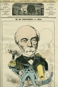 Retrato de Charles Louis de Saulces de Freycinet (1828-1923), político e engenheiro francês. Capa em "L