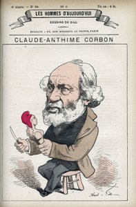 Retrato de Claude Anthime Corbon (1808-1891), senador francês. Cartoon de Gill em "Os Homens de Hoje". de Andre Gill