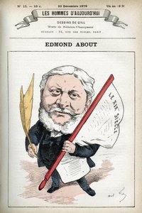 Retrato de Edmond About (1828-1885), romancista, dramaturgo e crítico de arte francês. Desenho animado de Gill, Paris. de Andre Gill