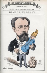 Retrato de Edmond Henri Turquet (1836-1914), um político francês, foi deputado da Aisne de 1871 a 1889. Desenho animado de Gill, Paris. de Andre Gill