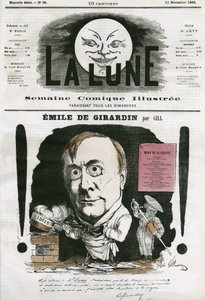 Retrato de Emile de Girardin (1806-1881), jornalista francês. Cartoon de Gill, em "A Lua", 11 de novembro de Andre Gill