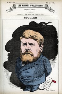 Retrato de Eugene Spuller (1835-1896), político e advogado francês. Cartoon de Gill, em "Les Homme d