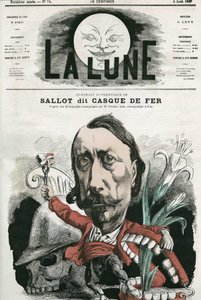 Retrato de Sallot, conhecido como "Capacete de Ferro". Caricatura de Gill, em "La Lune", 4 de agosto de Andre Gill