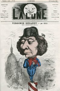 Retrato de Virginie Dejazet (1798-1875), atriz francesa no papel de Bonaparte. Desenho animado de Gill, em "La Lune", 10 de novembro de Andre Gill