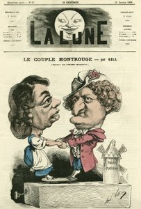 O casal Montrouge, no teatro Folies-Marigny. Cartoon de Gill, em "La Lune", 10 de janeiro de Andre Gill