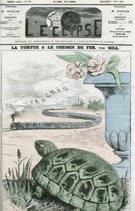 A Tartaruga e a Ferrovia, uma ilustração dos avanços tecnológicos das ferrovias. Capa em "L