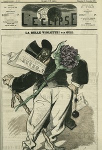A bela violeta, uma ilustração de um bonapartista apoiante, com o jornal "L