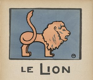 Le Lion" Ilustração infantil de um leão