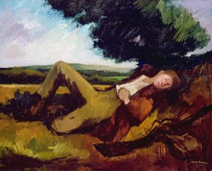 Os caçadores descansam ou o caçador adormecido, 1929 de Andre Mare