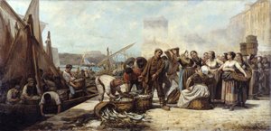 Chegada dos pescadores ao Porto Velho de Marselha de Andre Marius Guindon
