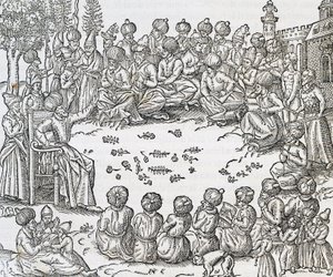 Encontro entre turcos e árabes, Marrocos, gravura da Cosmologia Universal, de Andre Thevet (1504-1592), Paris de Andre Thevet