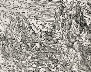 Região montanhosa do Sinai, gravura de Andre Thevet (1504-1592), Paris, França de Andre Thevet