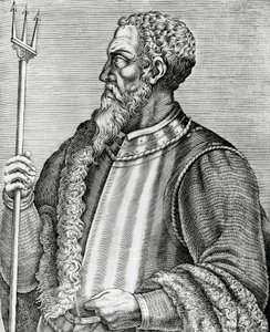 Retrato de Andrea Doria (1466-1560), almirante e político italiano, gravura de Les Vrais pourtraits et Vies des Hommes ilustres de Andre Thevet