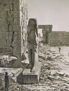 Vista, de, a, colossus, em, a, entrada, para, a, hypostyle, salões, de, a, palácio, em, karnak, Thebes, prato, 20, de, vol, III, de, &39;Descrições, de, Egypt`, gravado, por, Baltard, 1822, (aquatint) de Andre after Dutertre