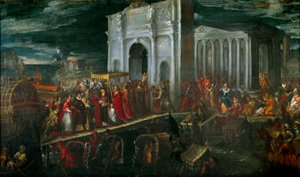 Recepção do Duque de Anjou em San Nicolo di Lido em Veneza por Doge Moncenigo, durante sua viagem de volta da Polônia para a França, 28 de julho
