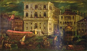 Embarque da Dogaressa Morosina Morosini Grimani 4 de Maio de 1597, Veneza, c.1600 (óleo sobre tela)