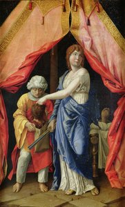 Judith com a cabeça de Holofernes, c.1500 (óleo sobre painel) de Andrea (after) Mantegna