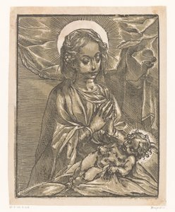 Maria adora a criança Cristo de Andrea Andreani