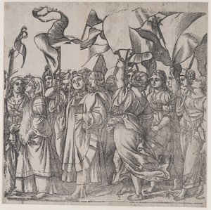 Seção C: mártires e santas segurando bandeiras, de O Triunfo de Cristo, 1836.