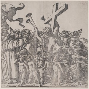 Seção D: anjos tocando trombetas etc, de O Triunfo de Cristo, 1836. de Andrea Andreani