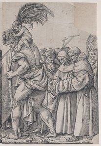 Seção H: São Cristóvão carregando o Menino Jesus, de O Triunfo de Cristo, 1836. de Andrea Andreani