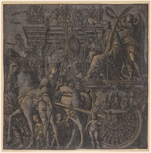 O triunfo de Júlio César: César Triunfante, 1593-99. de Andrea Andreani