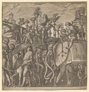 O triunfo de Júlio César: elefantes carregando tochas, 1593-99.