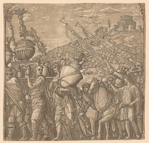 O triunfo de Júlio César: soldados carregando vasos, 1593-99.