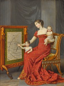 Princesa Augusta da Baviera com seus filhos Josephine e Eugenie.