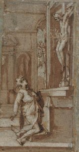 Cristo no Crucifixo em San Miniato inclina a cabeça para São João Gualberto