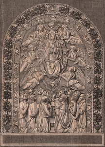Assunção da Virgem, por Oficina de Andrea della Robbia (1435-1525 ou 1528), Pinacoteca di Citta di Castello, Umbria, Itália, xilogravura de Le cento citta d