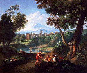 Paisagem, por Andrea Locatelli (1695-1741), óleo sobre tela, 61x73 cm.