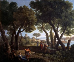 Paisagem com mulheres num poço, de Andrea Locatelli (1695-1741), óleo sobre tela, 61x73 cm.