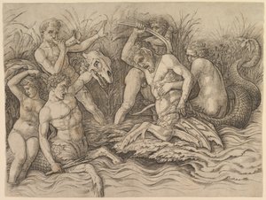 Batalha dos Deuses do Mar (parte direita do friso) de Andrea Mantegna