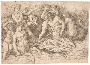 Batalha dos Deuses do Mar, metade direita de Andrea Mantegna