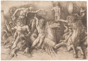 Batalha dos Deuses do Mar, metade esquerda de Andrea Mantegna