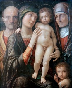 Sagrada Família com Santa Isabel e São João Batista em Criança, c1495-1500 de Andrea Mantegna