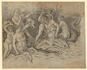 Combate dos deuses do mar de Andrea Mantegna