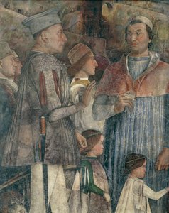 Luís II, Cardeal Francesco, Francesco II e Sigismondo Gonzaga, detalhe do Muro do Encontro de Andrea Mantegna