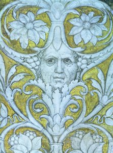 Auto-retrato incorporado no friso decorativo da Camera degli Sposi ou Camera Picta, detalhe afresco 1465-74 de 78449 de Andrea Mantegna