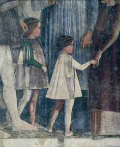Sigismundo e Francesco II Gonzaga, detalhe de Meeting Wall de Andrea Mantegna (1431-1606), fresco, Castelo de San Giorgio, Câmara de Casamento ou Camera Picta, Mântua de Andrea Mantegna
