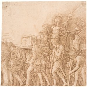 Soldados carregando troféus de Andrea Mantegna